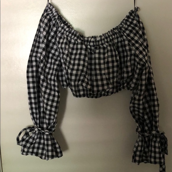 Backstage Off-shoulder gingham top - Picture 2 of 4